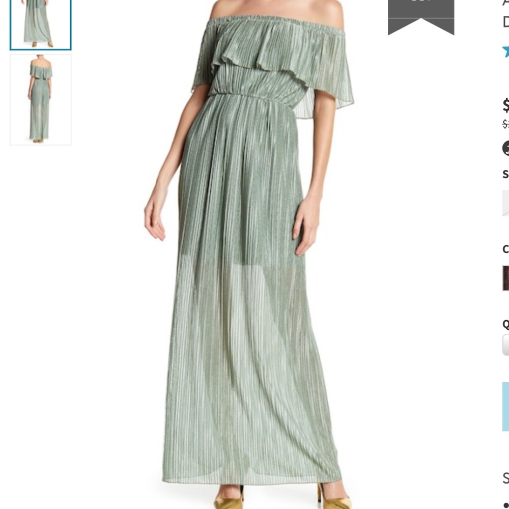 Unworn Dress the Population Maxi Dress, Green, Large
